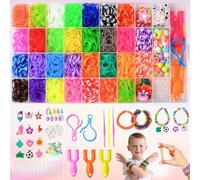 Gomas Para Hacer Pulseras, 1800+ 36 Rejilla Gomas Elásticas Plásticas kit 30 Colores, para Hacer Collares de Goma de Juguete para Niños de Anillos y Collares de Bricolaje manualidades