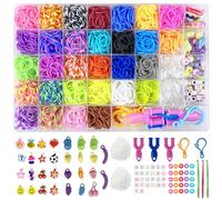 Gomas Para Hacer Pulseras Jsdoin 2700+ 40 Rejilla Gomas Elásticas Plásticas kit 30 Colores para Niños de Anillos y Collares de Bricolaje goma de telar con clips, cuentas y otros accesorios