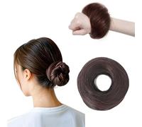 Gomas para Pelo Liso para Mujer, Moño Postizo Elástico, Moño Desordenado, Accesorios Donut para el Cabello, Moño Sintético para Mujeres (Marrón natural 33)