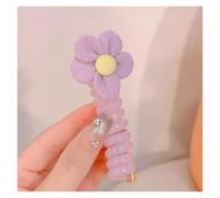 Gomas Pelo 2 pares de línea telefónica trenzada for niños, lazo for el cabello, cuerda for, mariposa colorida, diadema con cola caballo, no dañino(Flowers Are Purple)