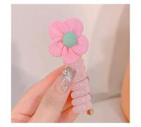 Gomas Pelo Espiral 2 pares de línea telefónica trenzada for niños, lazo for el cabello, cuerda for el cabello, mariposa colorida, diadema con cola de caballo, cabello no dañino(Pink Flowers)