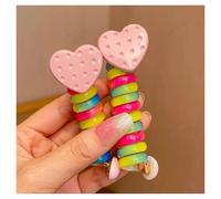 Gomas Pelo Espiral 2 uds bandas de goma elásticas for niñas, lazos for el cabello con cable teléfono for niños, diademas en espiral, cuerda for, coleta, accesorios for(Pink heart)