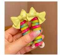 Gomas Pelo Niña 2 uds bandas de goma elásticas for niñas, lazos for el cabello con cable de teléfono for niños, diademas en espiral, cuerda for el cabello, coleta, accesorios for el cabello(Yellow bow