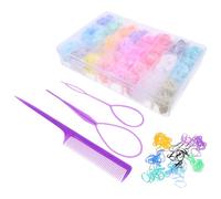 Gomas Pelo para Trenzas, 24 Piezas, Caja de Colores | Goma Elástica, Peine y Herramienta para Coleta Grande y Pequeña, para Niñas Tipo de Cabello