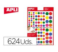 Gomets apli autoadhesivo circulo multicolor blister de 6 hojas