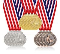 GOMETY 12 medallas para niños, oro + plata+bronce medalla de metal fútbol para deportes, medallas de ganador, fútbol, fiesta de cumpleaños infantil, fiesta de cumpleaños para niños, adultos