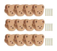 GOMETY 12 piezas Botón de armario con forma de oso, tiradores de cajón de madera, botones de muebles de madera con forma de animales, tirador de cajón de madera de haya con tornillos, tiradores de
