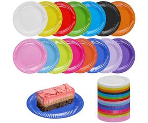 GOMETY 150 platos de papel para manualidades, multicolor, 18 cm, colores arcoíris, 15 colores, redondos, platos de papel, platos de fiesta, coloridos, para manualidades, pintura, platos de papel para