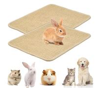 GOMETY 2 alfombrillas rascadoras para conejos, 40 × 30 cm, sisal natural, para conejos, garras y cuidado dental, juguetes para masticar, jaulas para mascotas para cobayas, hámsteres, gatos para morder