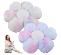 GOMETY 2 cojines de flores, 40 x 40 cm, cojín con forma de flor, muñeco de girasol, muñecos coloridos, cojín de suelo de felpa para dormitorio, cojín decorativo de sofá, habitación de los niños, para