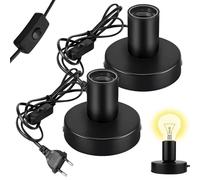 GOMETY 2 portalámparas E27 con interruptor, portalámparas E27, casquillo E27 con cable de alimentación de 1,8 m, interruptor de cable para bricolaje, lámpara colgante colgante, lámpara de escritorio