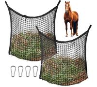 GOMETY 2 redes de heno para caballos, 90 x 60 cm, red de heno de malla estrecha para caballos, bolsa de heno para caballos, red de heno con 4 mosquetones, red de alimentación para 8 kg de heno, se