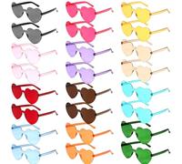 GOMETY 24 gafas de sol con forma de corazón, sin bordes, transparentes, color corazón, para carnaval, playa, Navidad, 12 colores