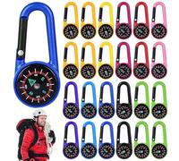 GOMETY 24 minibrújulas coloridas con mosquetón, llavero con brújula y mosquetón, portátil, multifuncional, para exteriores, camping, senderismo, color aleatorio
