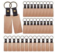 GOMETY 30 llaveros de madera en blanco, para decoración, regalos, llaveros, Color madera, S