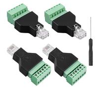 GOMETY 4 adaptadores RJ12 macho a 6 pines de regleta de terminales de rosca, conectores modulares RJ12 6P6C, adaptador de terminal de tornillo RJ12, para teléfono, CCTV, cable de audiencia de teléfono