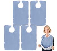 GOMETY 4 baberos para adultos, baberos para personas mayores, baberos impermeables para adultos, reutilizables, ajustables, con cierre de velcro, resistentes al agua, protección de ropa para personas