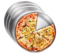 GOMETY 4 bandejas redondas para pizza de acero inoxidable, 30 cm de acero inoxidable para pizza, juego de hornear de acero al carbono revestido, bandeja para hornear pizza, saludable y no tóxico