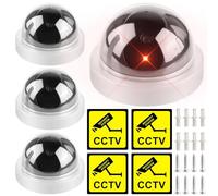 GOMETY 4 cámaras falsas con LED parpadeantes rojos, cámara falsa de seguridad falsa, cámara de vigilancia CCTV, cámara falsa para vigilancia en casa y oficina (blanco)
