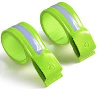 GOMETY 4 pulseras LED recargables por USB, 6 colores, 3 modos de luz, LED reflectantes, banda reflectante, banda de seguridad, reflectores, pulseras para correr, correr (verde)