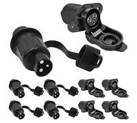 GOMETY 5 unidades de 3 polos para tractor enchufe y enchufe de 12 V, resistente al agua según DIN 9680, conector de 3 polos y 3 enchufes para tractor, camión, coche, caravana, remolque, maquinaria