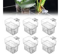 GOMETY 6 soportes para plantas de acuario, macetas colgantes para acuario, acrílico transparente, cesta para plantas, soporte para acuarios para peces tanque de plantas acuapónicas, decoraciones