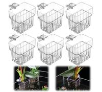 GOMETY 6 soportes para plantas de acuario, soporte transparente para plantas para acuarios, cestas colgantes para acuario con agujero, soporte para plantas acuáticas, maceta decorativa para peces