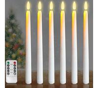 GOMETY 6 velas LED con función de temporizador, velas puntiagudas sin llama con mando a distancia, velas de marfil, llamas parpadeantes, para decoración de Navidad, habitaciones, bodas y fiestas
