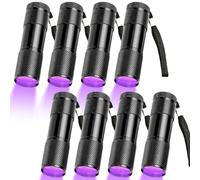 GOMETY 8 linternas UV, mini lámpara de luz negra con 9 LED, linterna de luz negra, lámpara de mano, lámpara de luz negra, mini lámpara UV, detector de orina para perros y gatos, billetes de banco