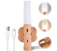 GOMETY Aplique LED: Recargable de Madera Iluminación Interior, Inalámbrico con Sensor de Movimiento, para Dormitorio, Pasillo y Escalera (3000K Blanco Cálido)