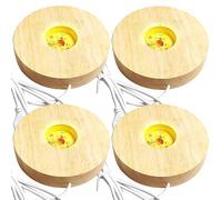 GOMETY - Base de luz LED de madera, USB, para cristal acrílico, color cálido, soporte cuadrado, redondo LED, base de pantalla, bola de cristal acrílica, joyería de resina (redonda 4P)