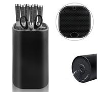 GOMETY Bloque para cuchillos universal, sin cuchillo, tijeras, organizador cuadrado con ranuras y diseño de drenaje, bloques flexibles para todos los cuchillos de cocina, negro, 22,5 x 14 x 14 cm