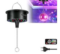 GOMETY Bola de discoteca LED RGB con motor y luz, efecto de luz RGB, bola de discoteca, con mando a distancia, funciona con pilas, cable, motor giratorio, velocidad ajustable, 5-15 rpm, para bolas de