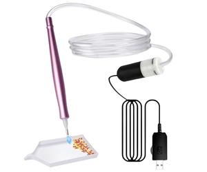 GOMETY Bolígrafo eléctrico de pintura de diamantes, bolígrafo de pintura de diamante con bomba de vacío, accesorio para colocar piedras sin cera, herramienta para pintura de diamantes DIY (rosa)
