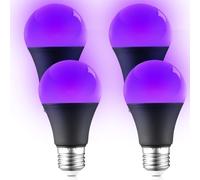 GOMETY Bombilla UV Luz Negra: 4 Piezas 9W Bombillas UV E27, Iluminación UV 385-400nm, Bombilla LED UV E27, Bombilla Luz Negra, Lámpara Luz Negra