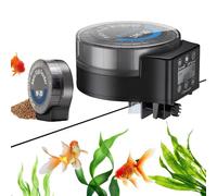 GOMETY Comedero automático para peces, acuario, alimentador automático para acuario, alimentado por pilas, dispensador de alimentos para peces con temporizador pantalla LCD, depósito de peces para