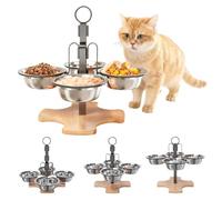 GOMETY Comedero para gatos elevado con juego de 4 cuencos de acero inoxidable para gatos, altura ajustable, comedero elevado, comedero para gatos, comedero para gatos y perros pequeños