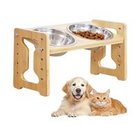 GOMETY Comedero para perros elevado con soporte, antideslizante, altura ajustable, 5 alturas ajustables, inclinación de 15°, estación de alimentación con 2 cuencos de acero inoxidable para perros