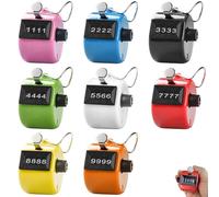 GOMETY Contador manual de 8 piezas, contador de 4 dígitos de colores, de plástico ABS, contador de clic, contador de mano mecánico para contador de personas, coaching, golf, contador de filas de punto