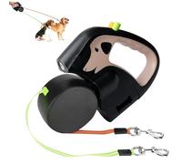 GOMETY Correa para perros retráctil doble con luz LED, correa flexible de 3 m para 2 perros, correa extensible para perros, lámpara LED, resistente correa para mascotas, correa giratoria de 360 grados