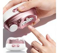 GOMETY Cortaúñas eléctrico 3 en 1, cortaúñas eléctrico con luz LED, 2 velocidades, almacenamiento de clips de uñas para adultos y personas mayores (rosa)