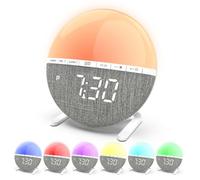 GOMETY Despertador digital con luz, despertador con luz diurna, función de repetición, 7 tonos de llamada naturales, 9 colores, 10 niveles de brillo para dormitorio, adultos, niños y bebés