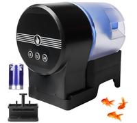 GOMETY Dispensador Automático: 1 Pieza Plástico Dispensador de Comida para Peces, Recargable por USB & a Pilas, Resistente a la Humedad, para Vacaciones (Negro con Cajas de Comida de 50g & 100g)