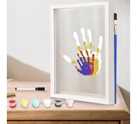 GOMETY DIY Familia Handprint Set para Parejas, Transparente Familia Impresión de Mano para Bebé Marco de Fotos DIY Bastel Marco de Fotos de Madera Regalos de Recuerdos Regalos Bebé Regalo