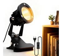 GOMETY Foco LED de 7 W con clip, luz blanca cálida, 3000 K, con cable de 1,8 m, enchufe e interruptor, iluminación LED para jardín, lámpara de jardín, IP65, resistente al agua, para interior y