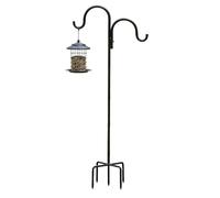 GOMETY Gancho de pastor de jardín de 193 cm, doble gancho de metal con base de 5 dientes, gancho de pastor resistente, gancho de pastoreo para luces solares, farolillos, cestas de plantas, comederos