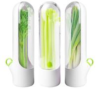 GOMETY Herb Keeper Fridge - Recipiente para guardar hierbas y hierbas (3 piezas, para cilantro, perejil, espárragos, vasos de conservación de frescura)