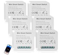 GOMETY Interruptor Inteligente Módulo 2 Vías: 6 Piezas Control APP Interruptor, Interruptor WLAN, para Hogar Inteligente (Blanco)