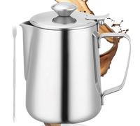GOMETY Jarra de Leche de Acero Inoxidable 600ml: Jarra de Leche, Accesorios para Espumar Leche con Lápiz de Arte Latte para Cappuccino (600ml)