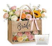 GOMETY Juego de 2 bolsas de regalo para novia, bolsa de yute, 38 x 31 x 13 cm, bolsa de cosméticos, accesorios JGA para mujeres, bolsa de yute, regalo para bodas, despedidas de soltera, compromiso